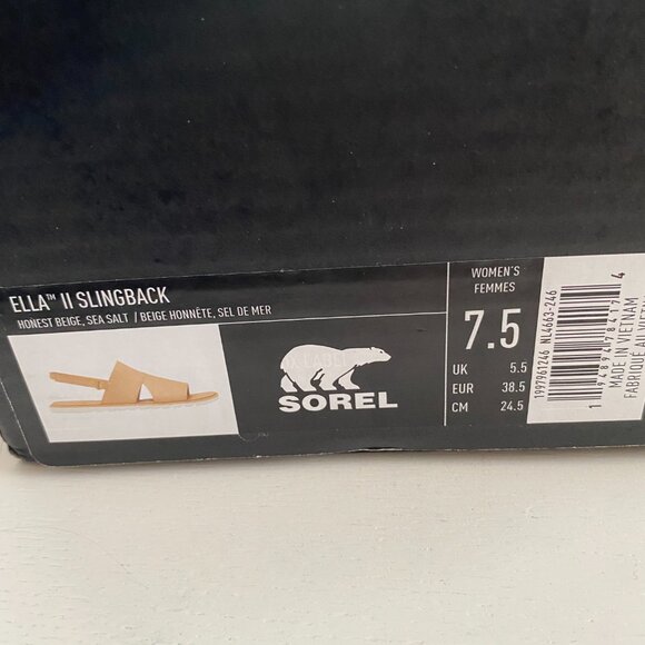 NIB NEW Sorel Ella II Slingback Beige Sea Salt Women's 7.5 - Picture 6 of 6